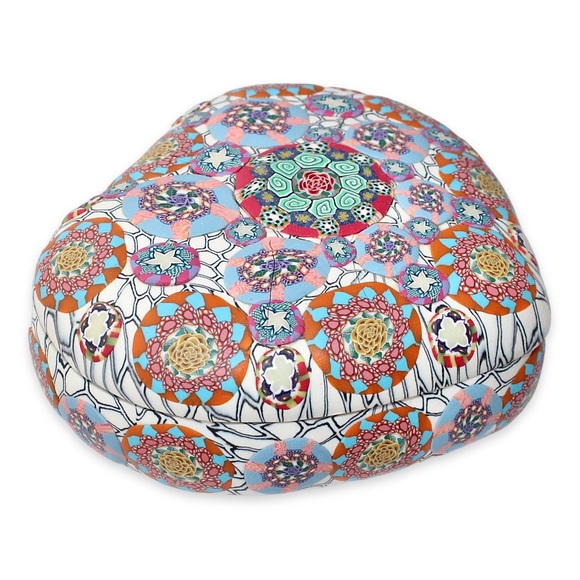 Vintage Millefiori Mosaic Heart Shaped Trinket Box Ceramic Lidded Dish - Picture 2 of 7